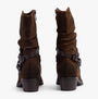 Marco Tozzi 25316-41-307 Womens Boots Cafe Comb back view with slouchy design and buckle details on brown faux leather.