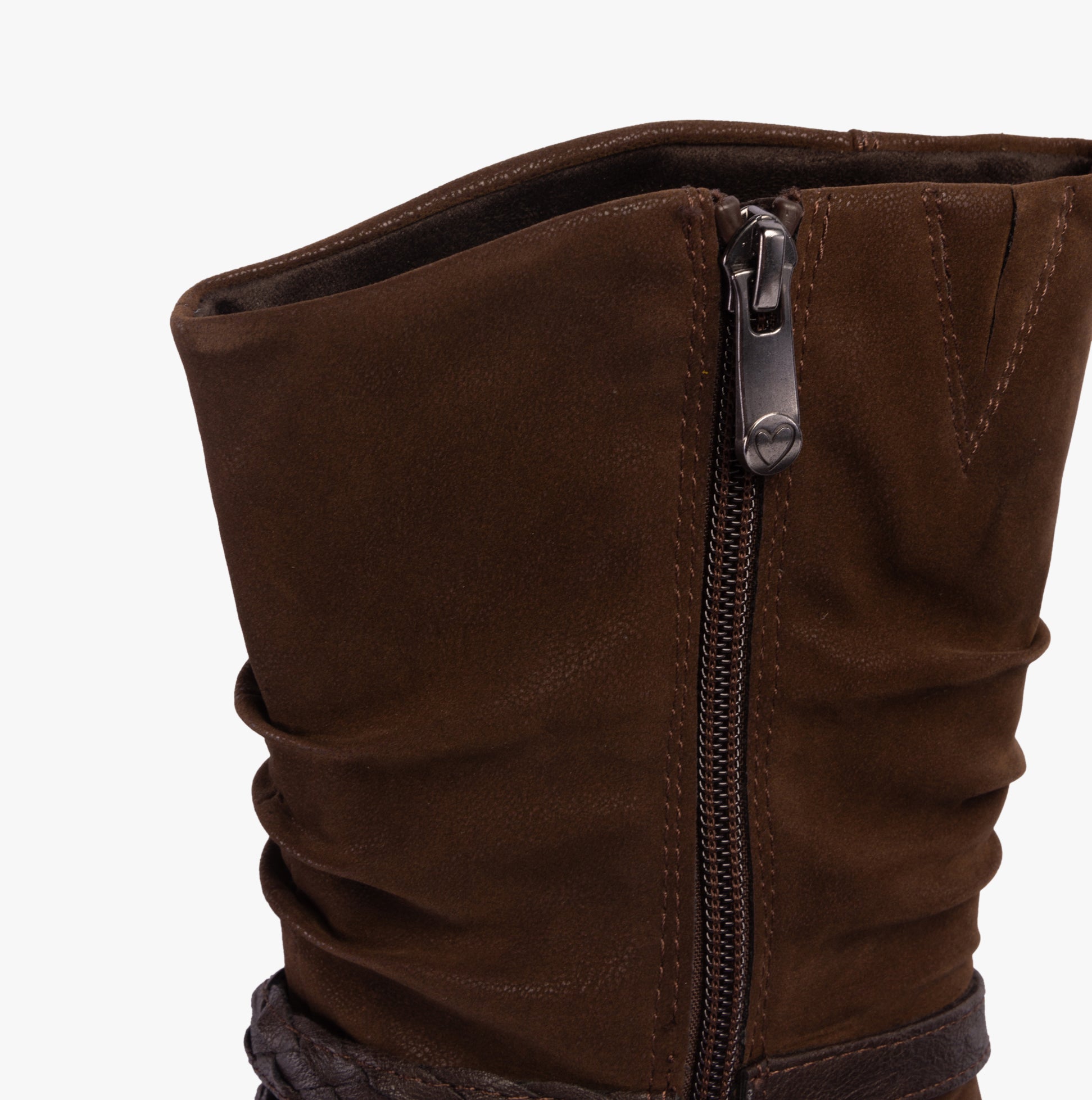 Marco Tozzi 25316-41-307 Womens Boots Cafe Comb detail view showing zipper and upper material