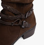 Marco Tozzi 25316-41-307 Womens Boots Cafe Comb detail view of brown faux leather ankle boots with braided strap
