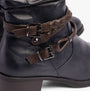 Marco Tozzi 25316-41-890 Womens Boots Navy Comb, close-up detail view of ankle straps and buckles.