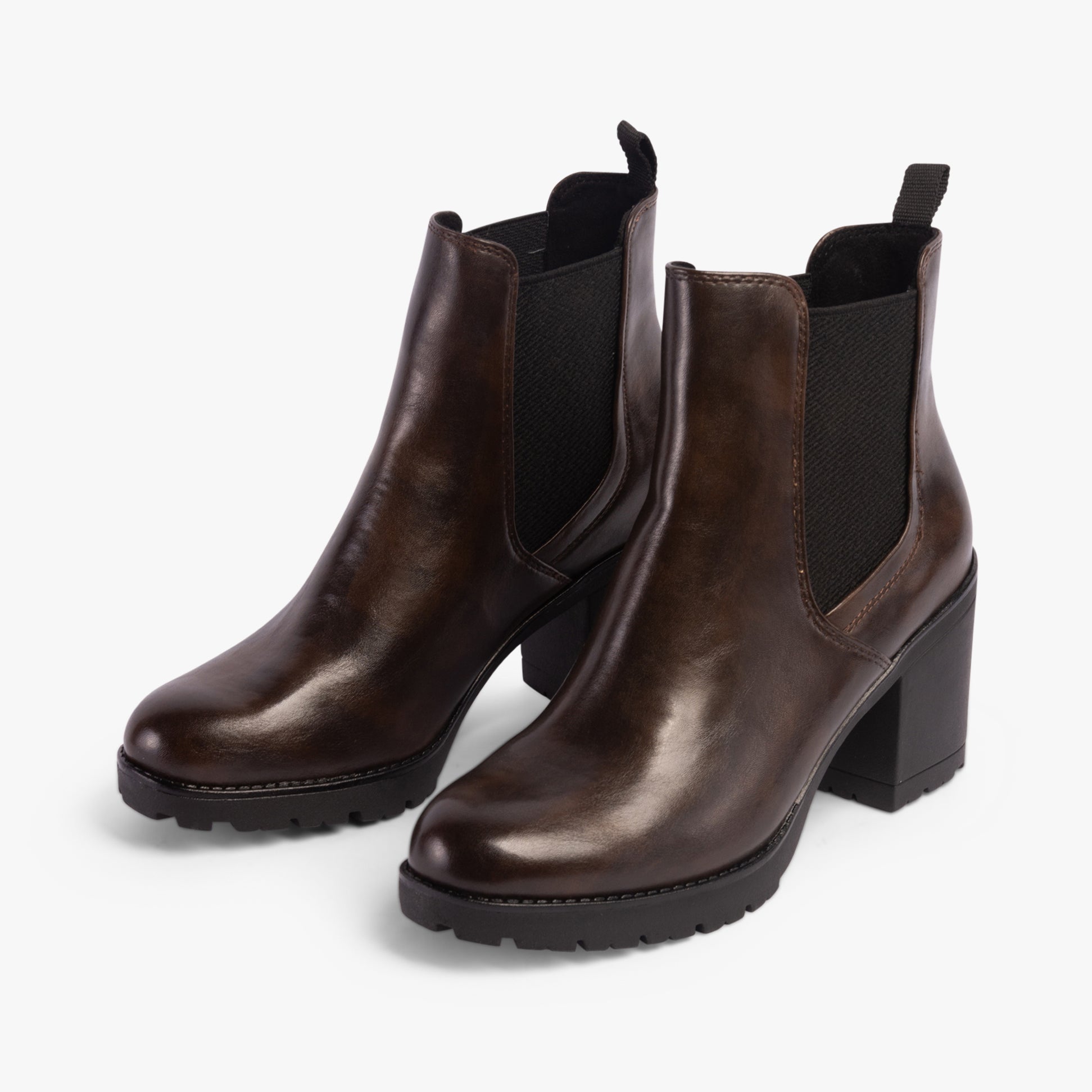 Marco Tozzi 25414-41-304 Womens Boots Mocca side view showcasing the stylish faux leather design and block heel.
