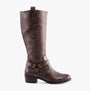 Marco Tozzi 25503-43-361 Womens Boots Cafe side view tall faux leather mid-calf boots with block heel.