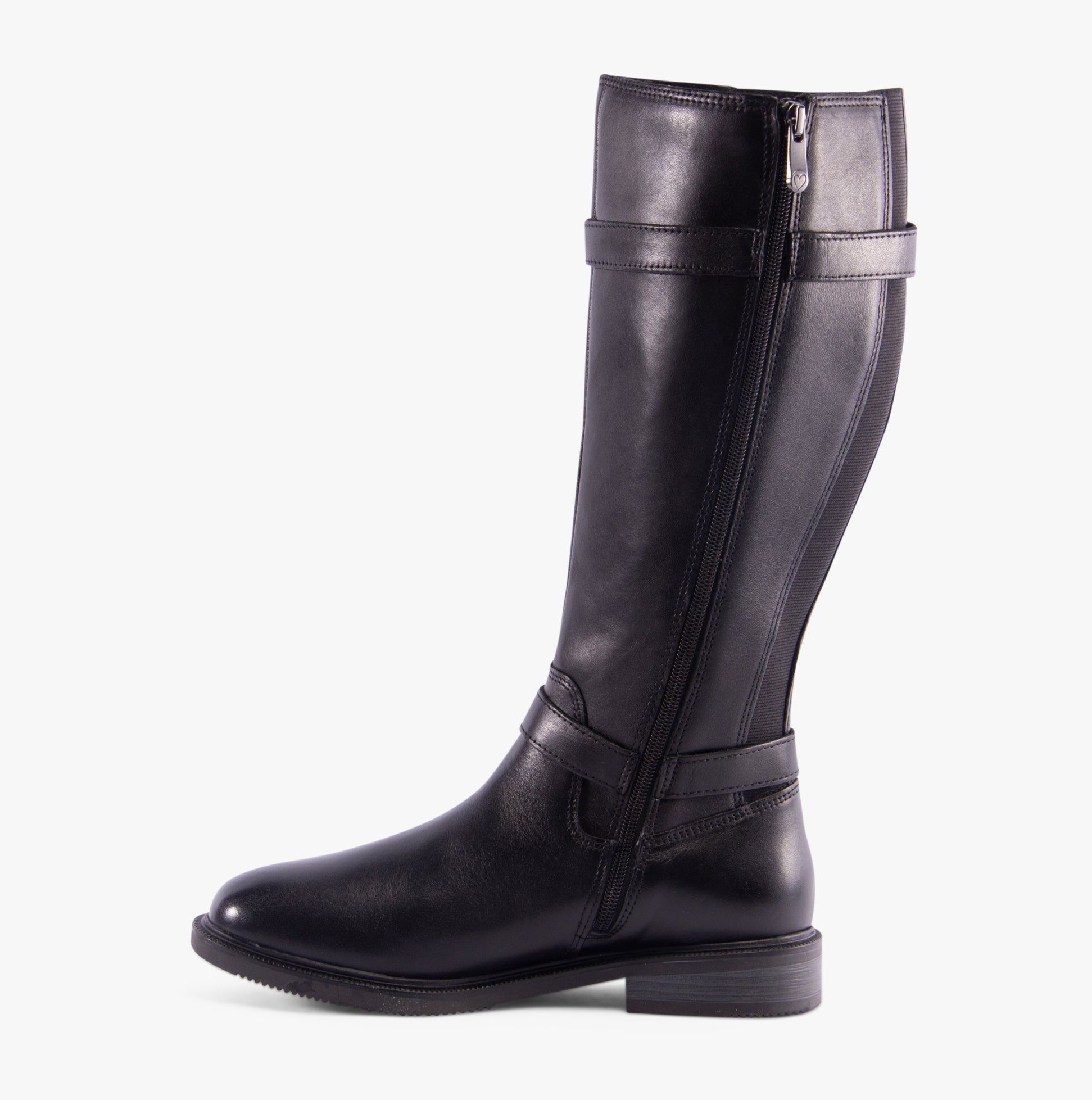 Marco Tozzi 25520-43-001 Womens Boots Black, side view showing tall faux leather design and zip closure.