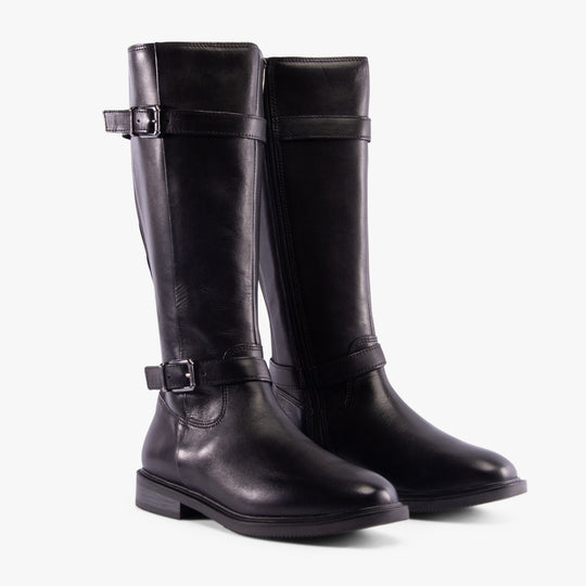 Marco Tozzi 25520-43-001 Womens Boots Black side view showing tall design and buckle detail.