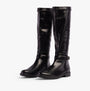 Marco Tozzi 25561-43-001 Womens Boots Black, side view showcasing tall knee-high faux leather design.
