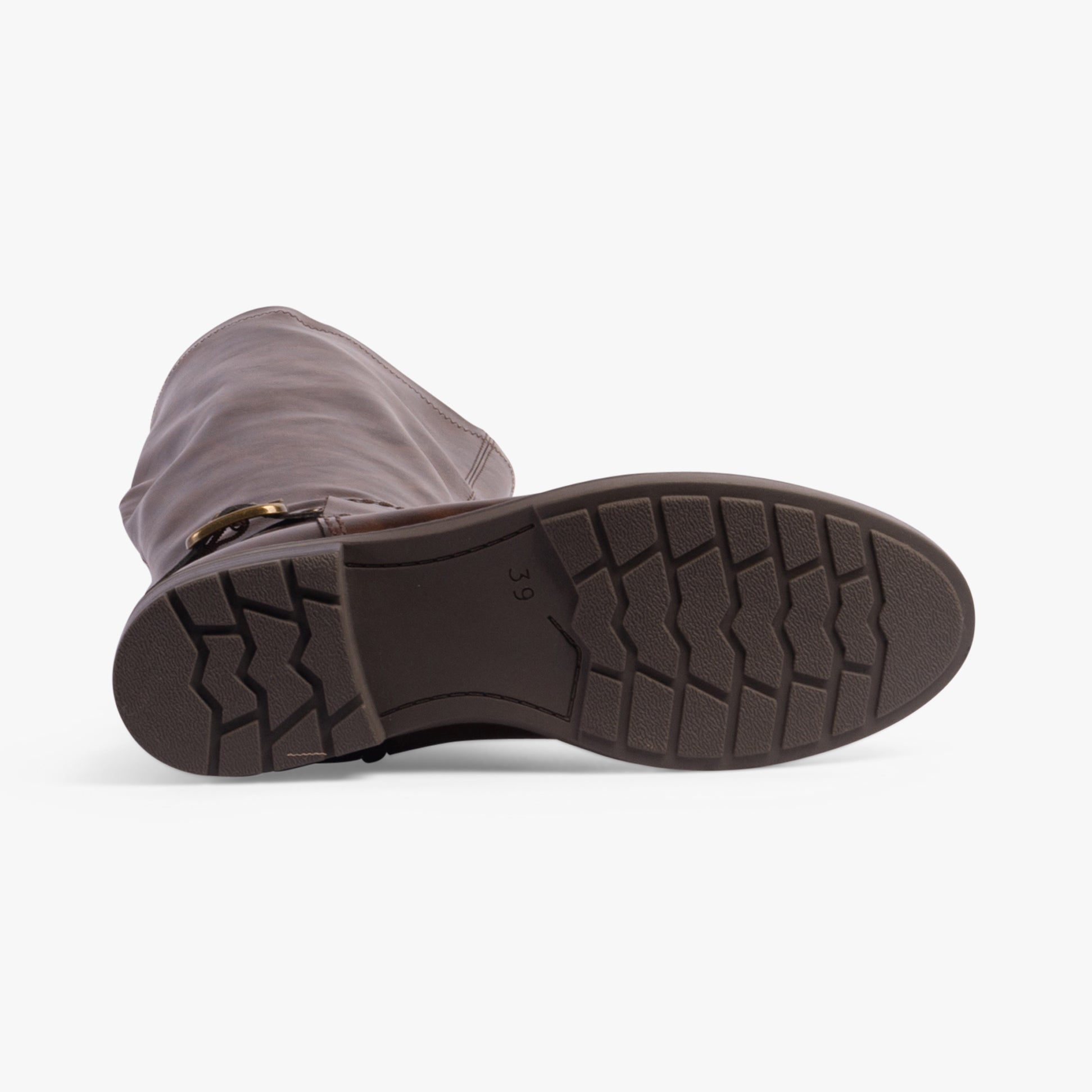 Marco Tozzi 25561-43-361 Ladies Boots Cafe bottom view showing rubber sole details and traction.