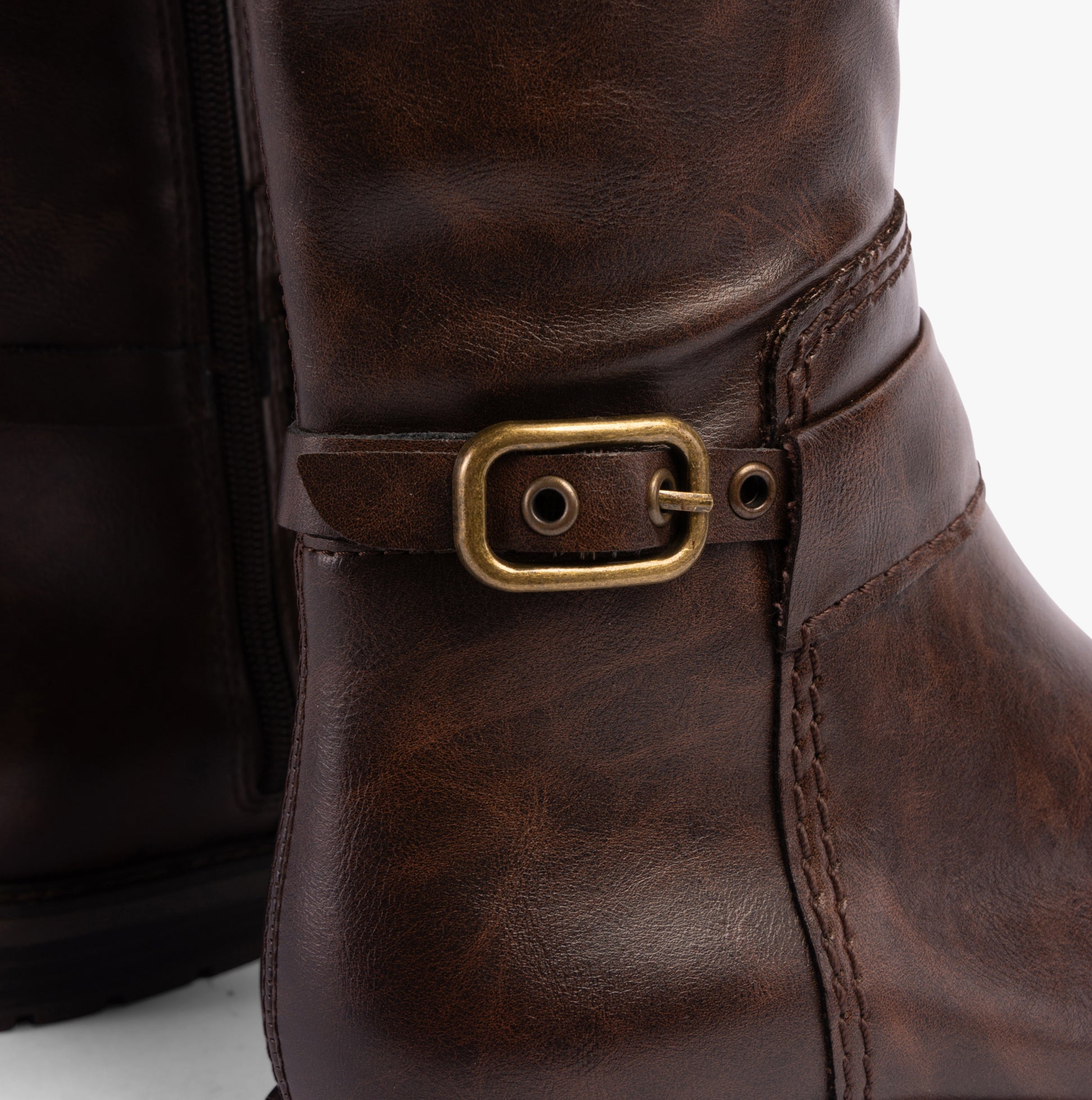Marco Tozzi 25561-43-361 Ladies Boots Cafe detail view of buckle and faux leather finish