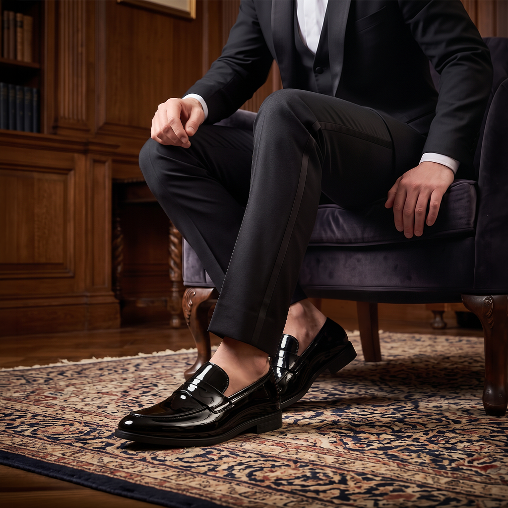 Mister Carlo ALFIE Mens Loafer Shoes Black Patent