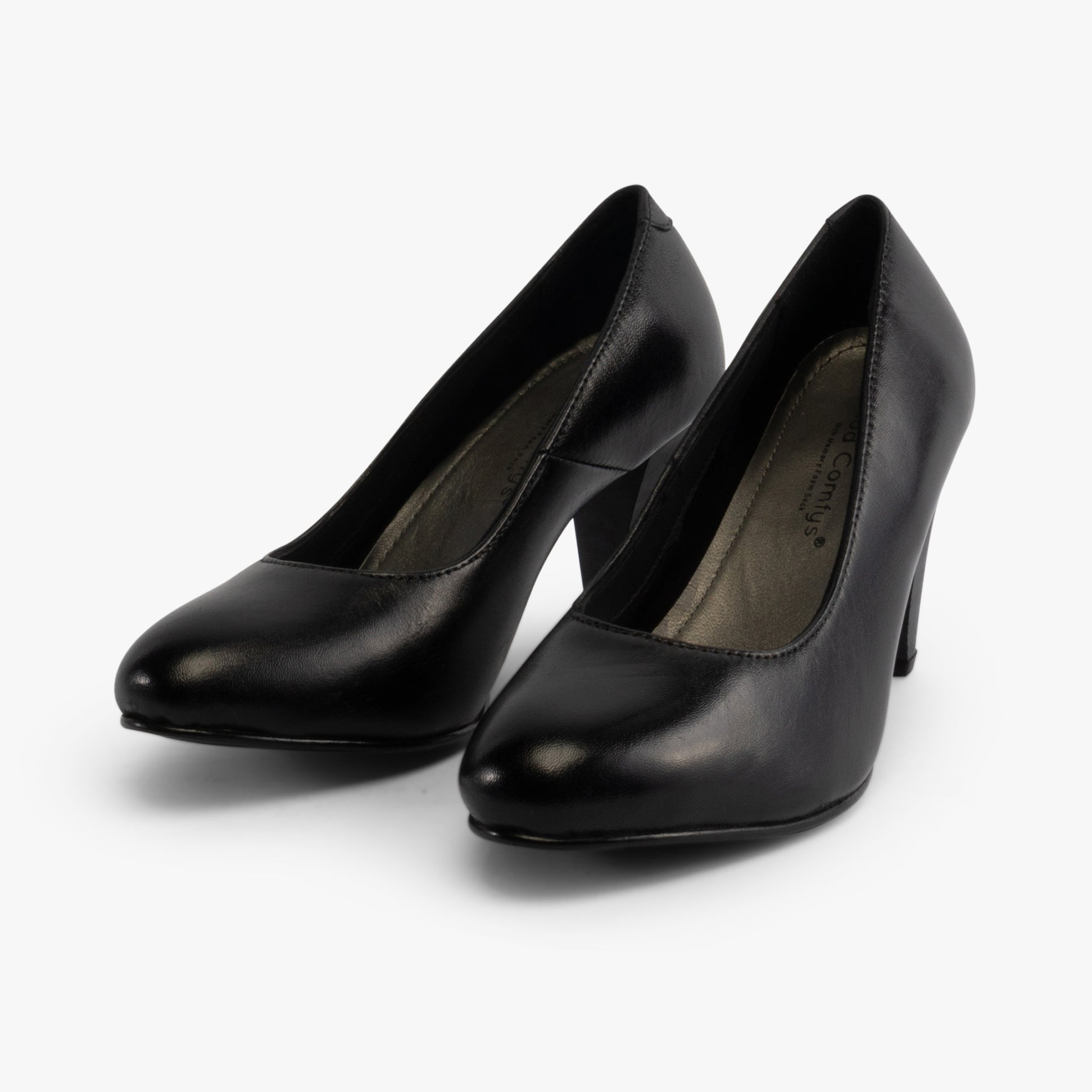JASMIN Womens Leather Court Shoes Black
