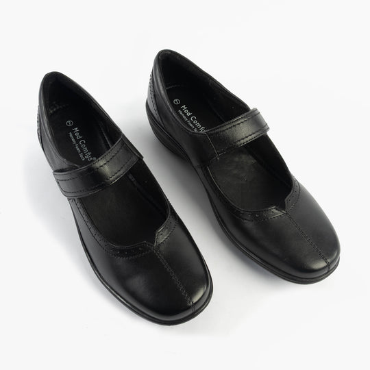 Mod Comfys SHEEN Womens Leather Mary Jane Shoes Black