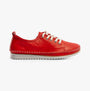 Mod Comfys L988D 5-Eye Lace Womens Leather Shoes Red side view with lace-up closure and round toe.