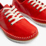 Mod Comfys L988D 5-Eye Lace Womens Leather Shoes Red close-up detail view featuring red leather, lace-up design.