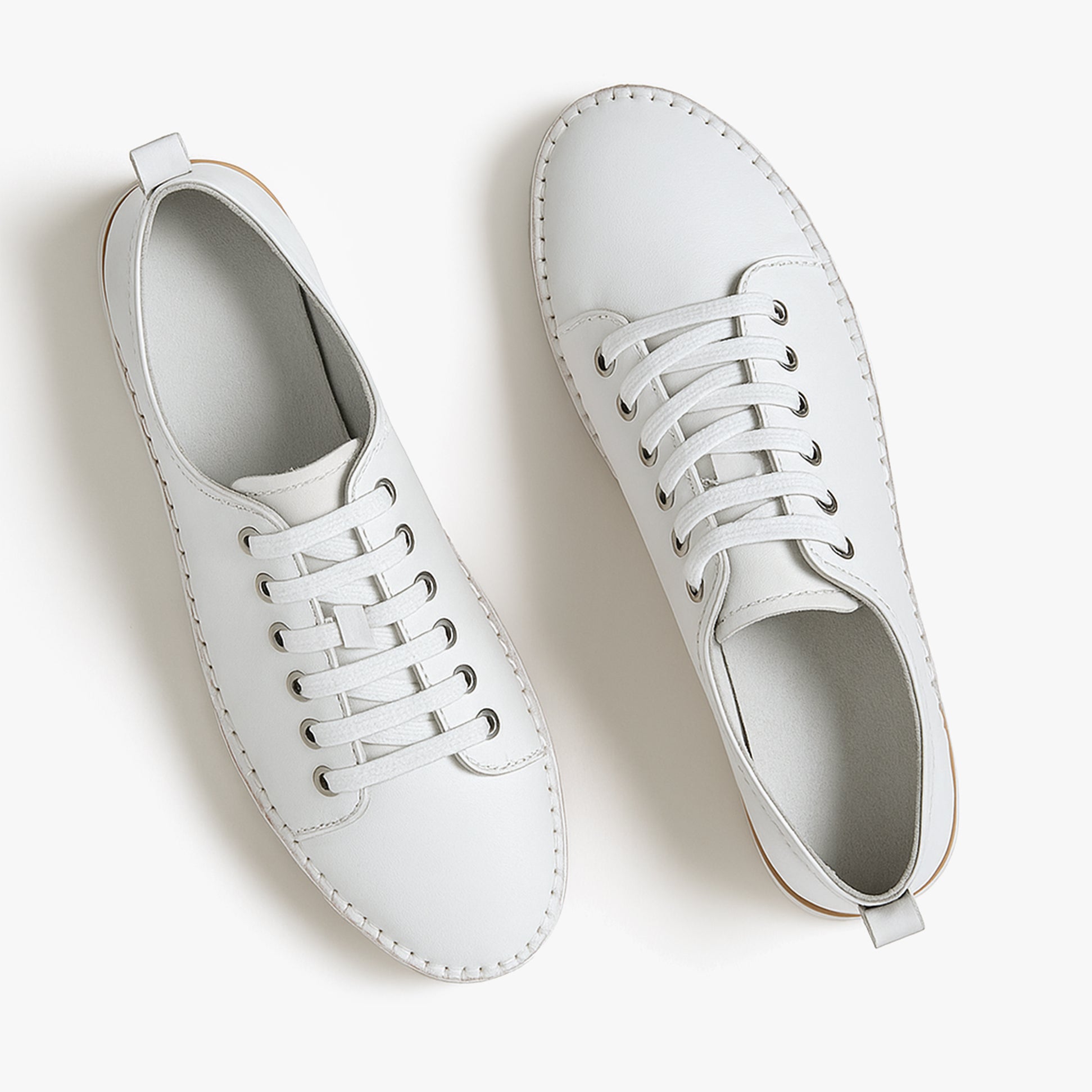 Mod Comfys L988G 5-Eye Lace Womens Leather Shoes White, top view of stylish white casual sneakers.