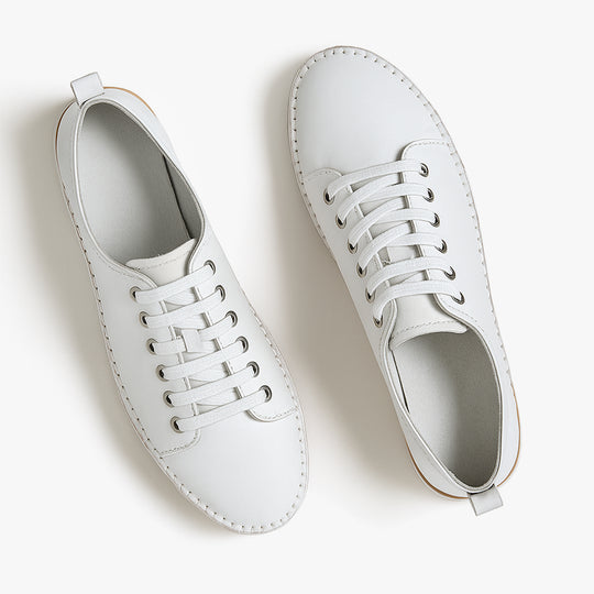 Mod Comfys L988G 5-Eye Lace Womens Leather Shoes White, top view of stylish white casual sneakers.