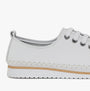 Mod Comfys L988G 5-Eye Lace Womens Leather Shoes White side view of the stylish low top casual shoe.