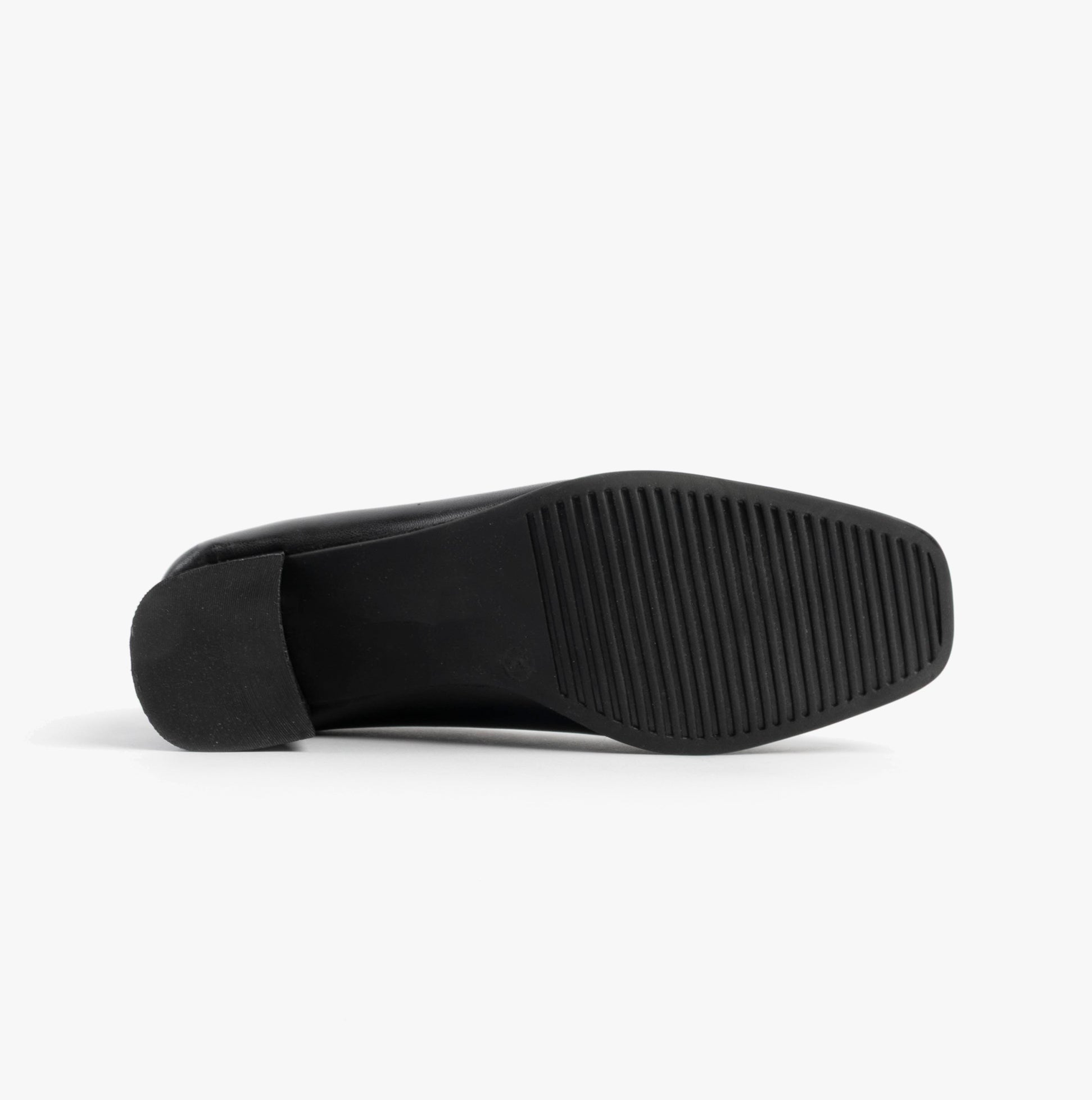 TARA Womens Low Block Heel Court Shoes Black
