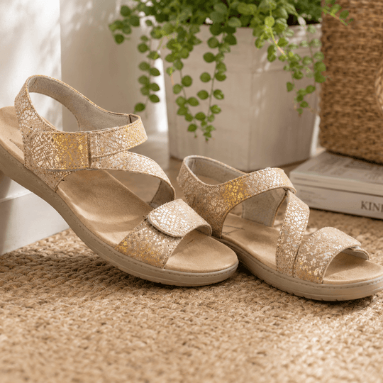 Mod Comfys GISELLE Womens Ankle Strap Sandals Beige