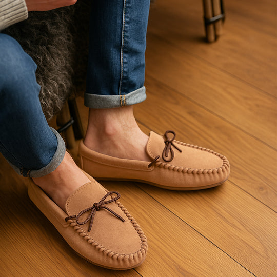 Mokkers JAKE Mens Suede Moccasins Taupe