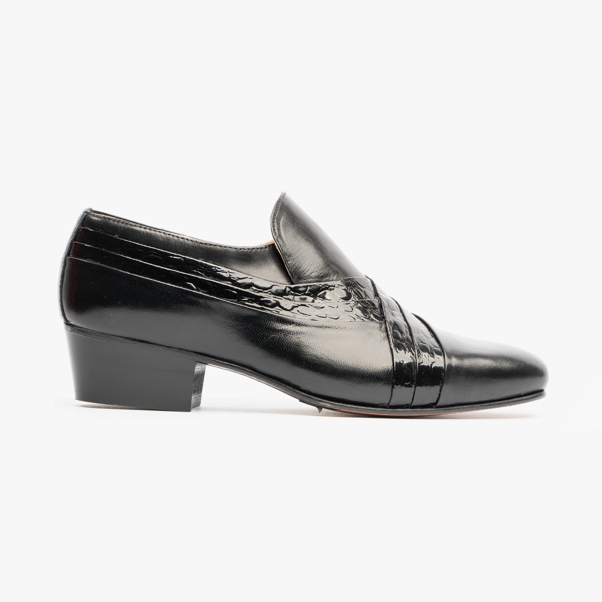 Montecatini PABLO Mens Cuban Heel Reptile Leather Shoes Black