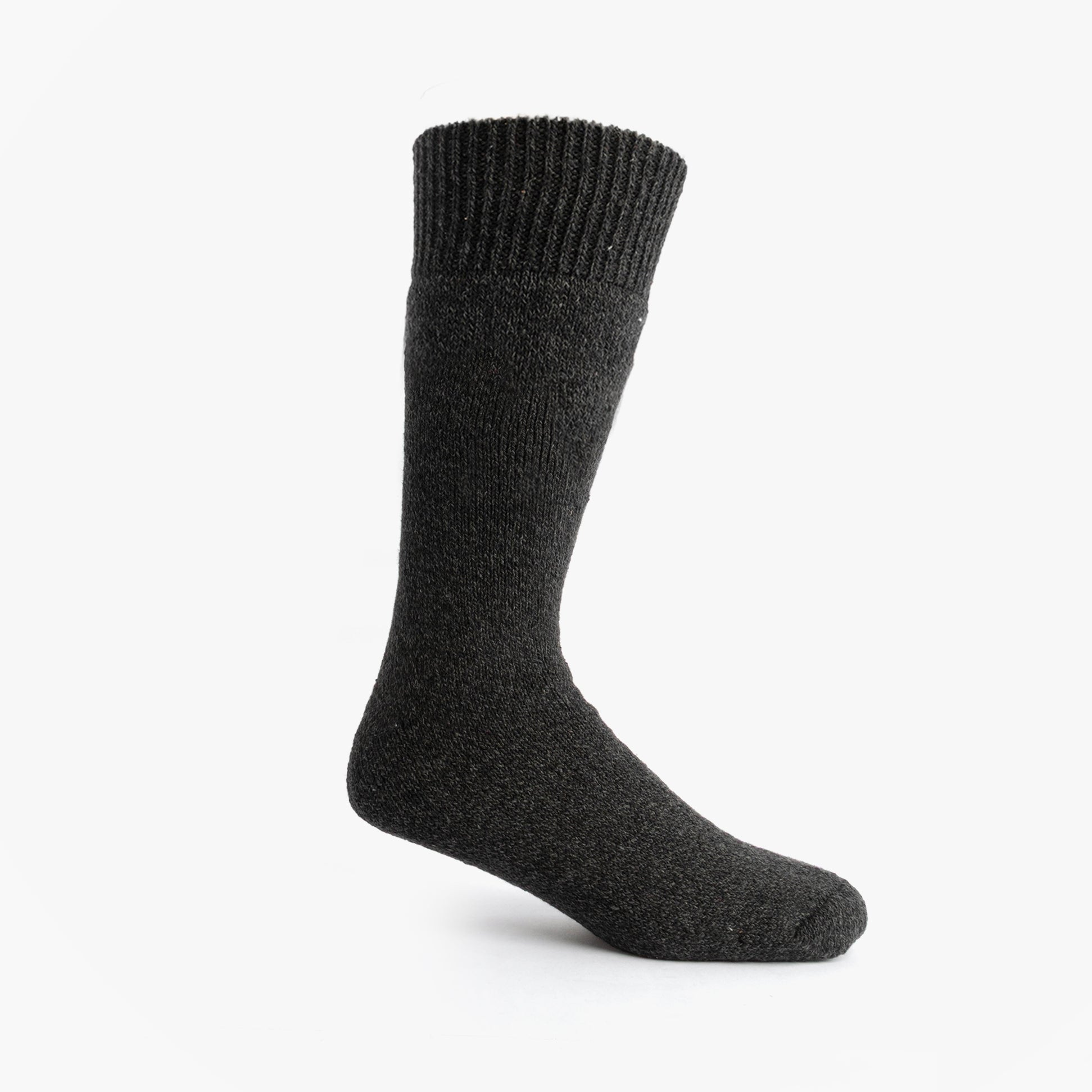 Mud Dogs Mens Welly Boot Socks Black side view showing soft wool blend material and ribbed top.