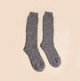 Mud Dogs Womens Welly Boot Socks Grey front view pair of socks in a wool blend material.