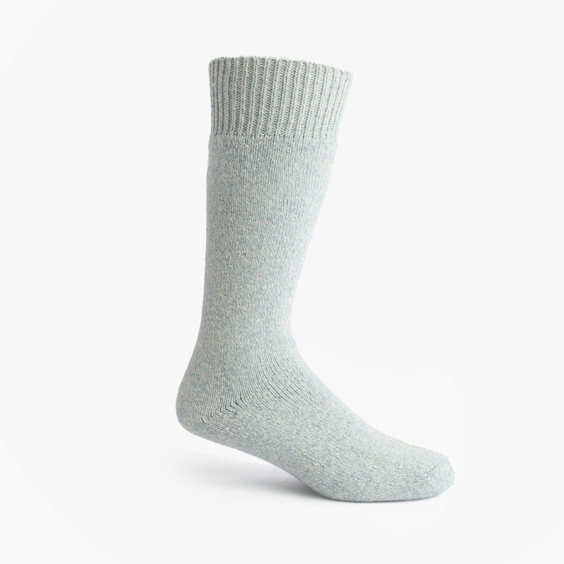 Mud Dogs Womens Welly Boot Socks Light Blue side view showing wool blend material and ribbed cuff design.