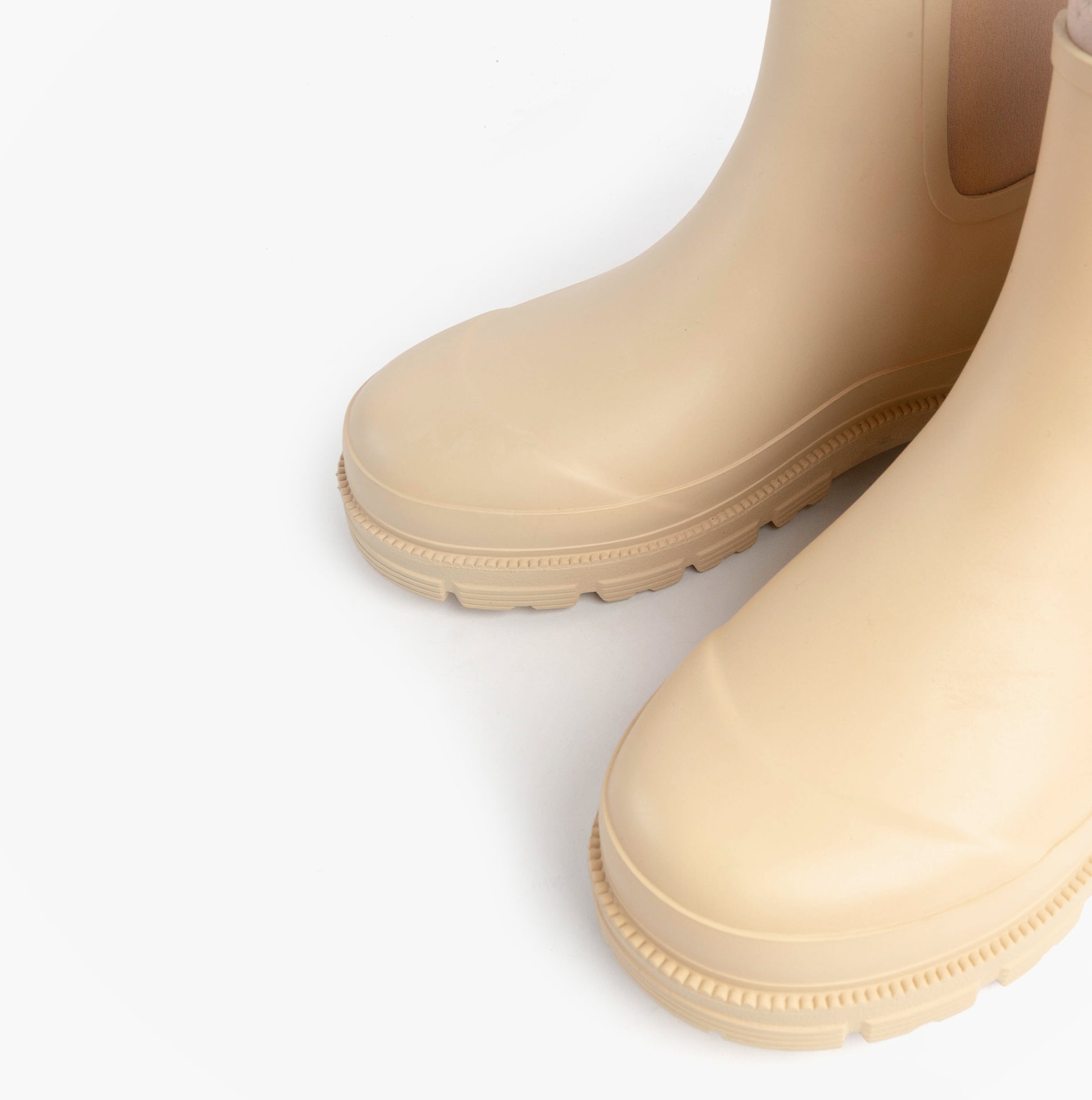 Mud Dogs BROOKE Womens Ankle Neoprene Wellies Mushroom side view of boot showing detail and color.