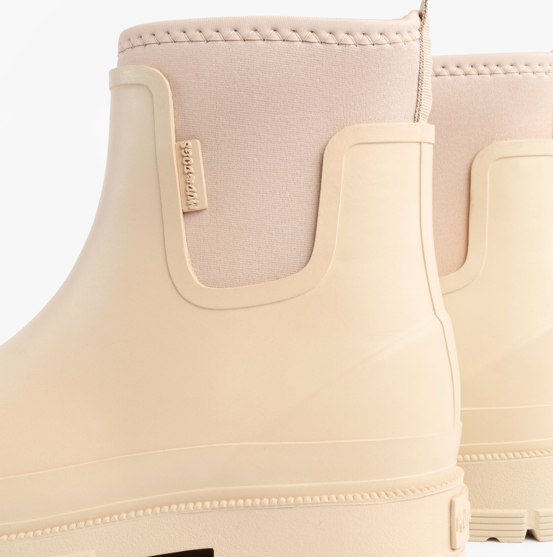 Mud Dogs BROOKE Womens Ankle Neoprene Wellies Mushroom side view showcasing the rubber and neoprene construction.