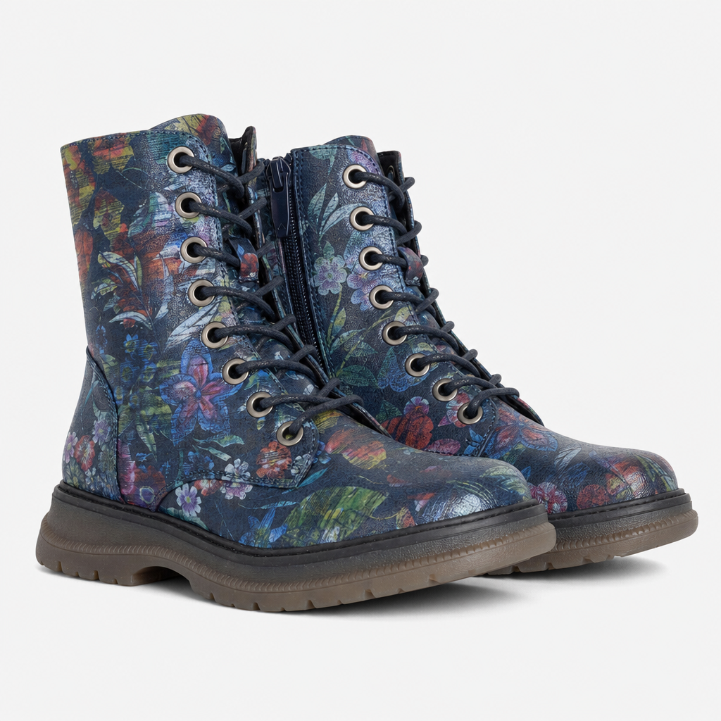 Cipriata ANNETTA Womens Ankle Boots Navy Blue Floral/Multi