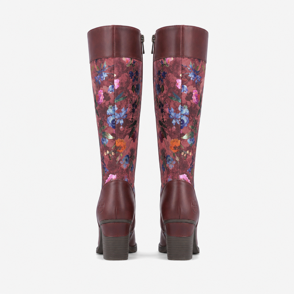 Rieker 96040 Womens Knee High Boots Wine/Multi