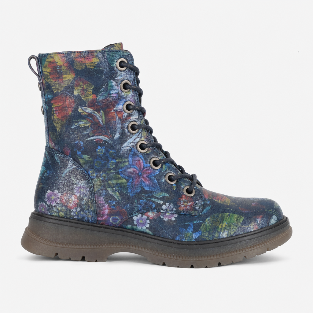 Cipriata ANNETTA Womens Ankle Boots Navy Blue Floral/Multi