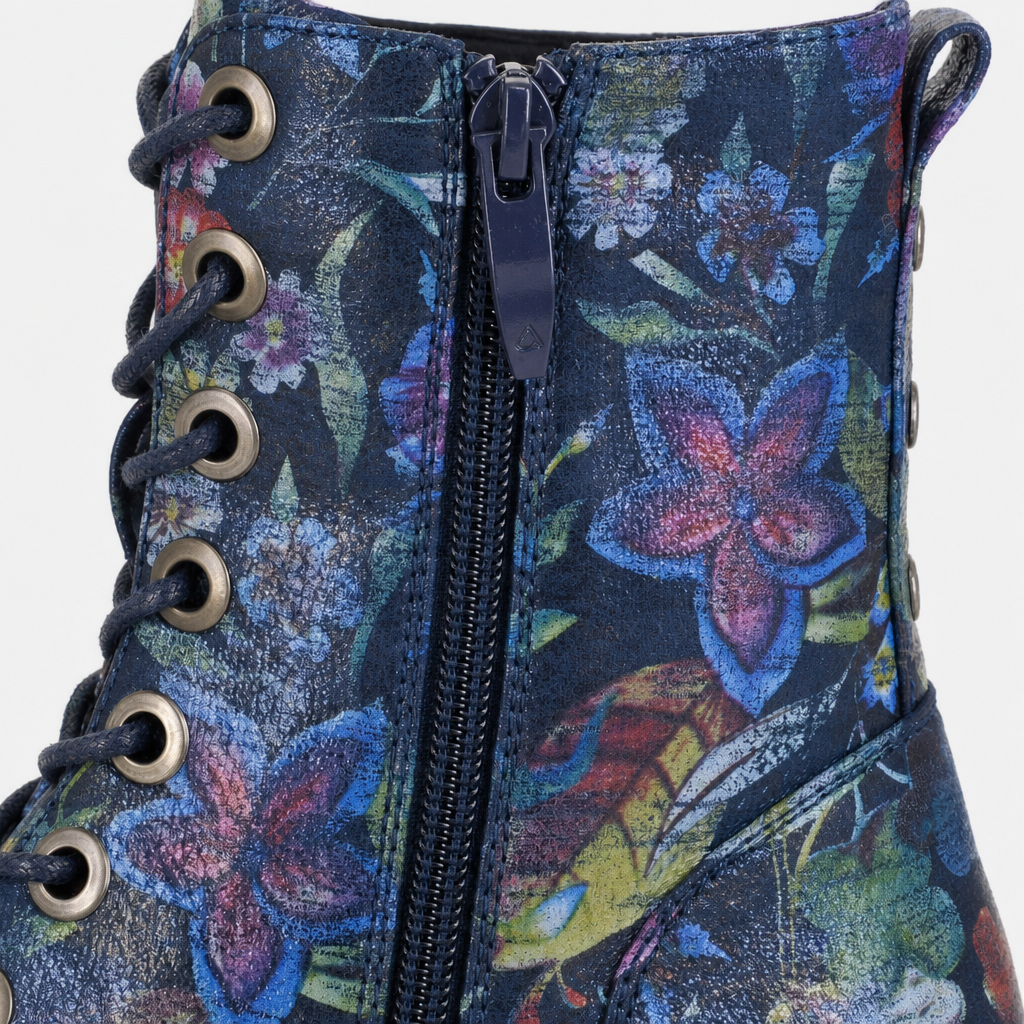 Cipriata ANNETTA Womens Ankle Boots Navy Blue Floral/Multi