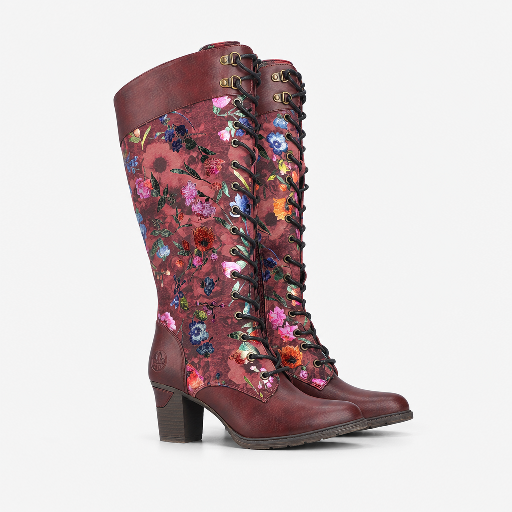 Rieker 96040 Womens Knee High Boots Wine/Multi
