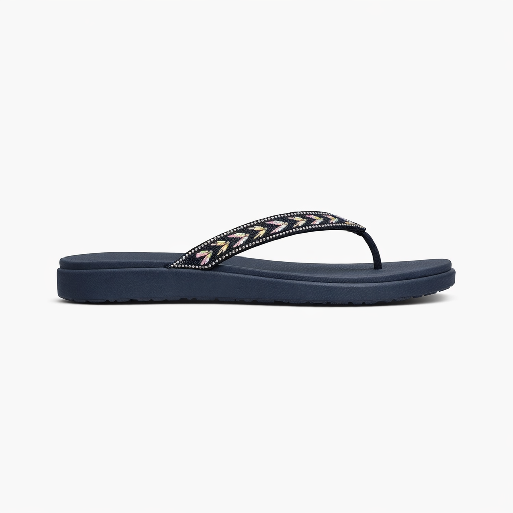 Skechers MEDITATION LUXE - CLASSIC ROM Womens Toe-Post Sandals Navy/Multi