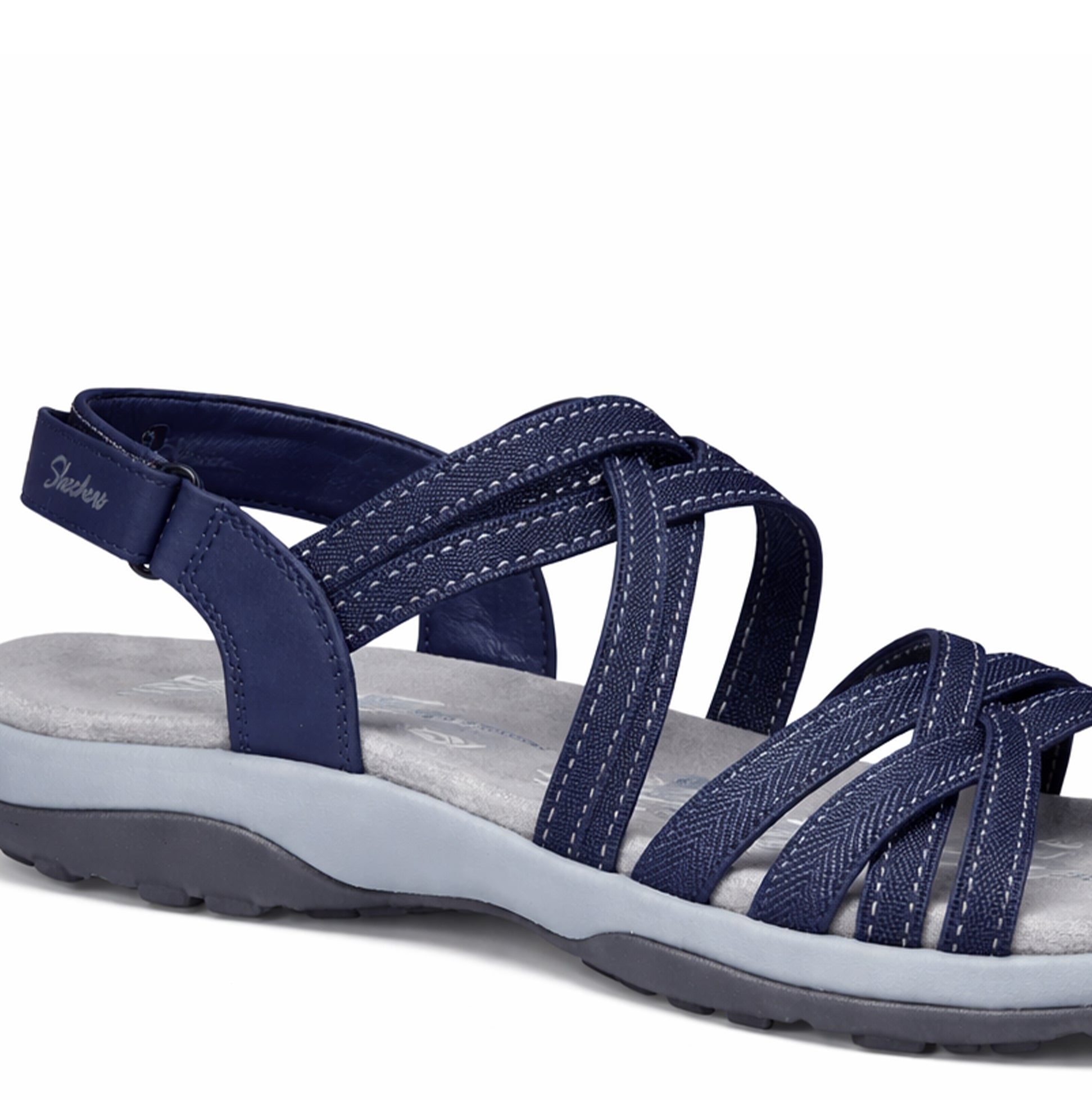Skechers REGGAE SLIM - SUMMER GETAWAY Womens Cross Strap Sandals Navy