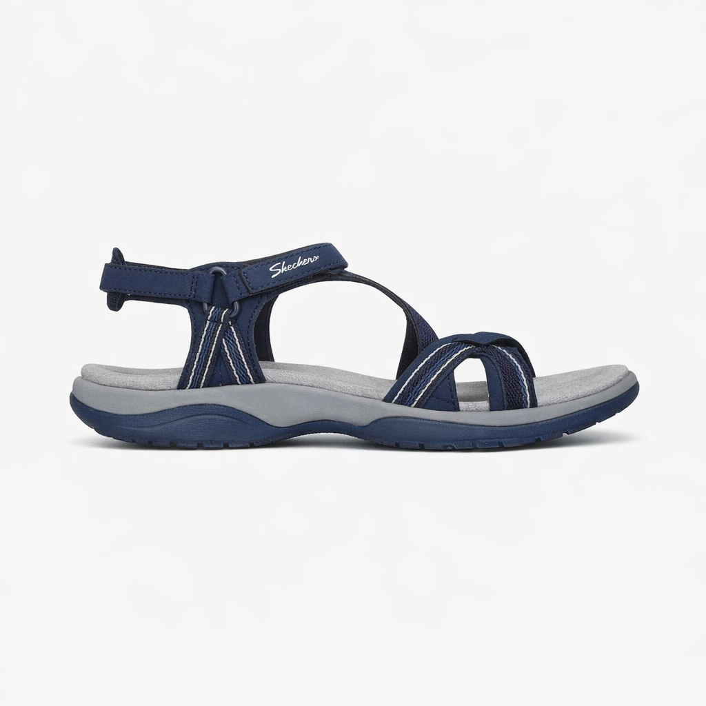 Skechers REGGAE SLIM - SUN ARRAY Womens Cross Strap Sandals Navy