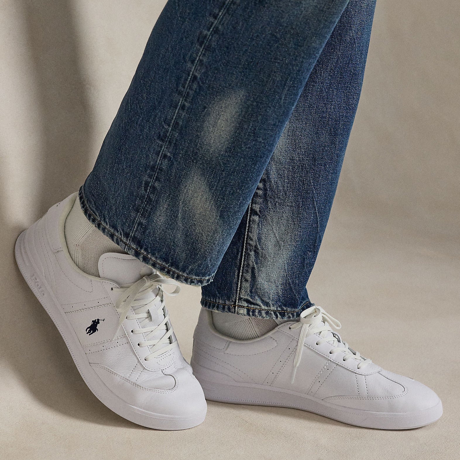 Polo Ralph Lauren HRT AERA PP Mens Court Trainers White/Navy