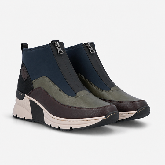 Rieker N6352 Womens Ankle Boots Black/Navy