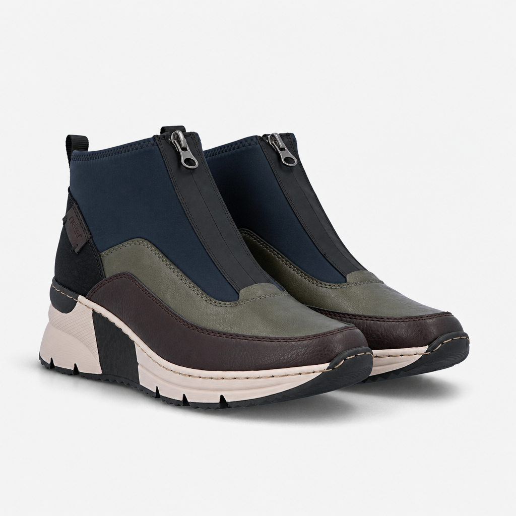 Rieker N6352 Womens Ankle Boots Black/Navy