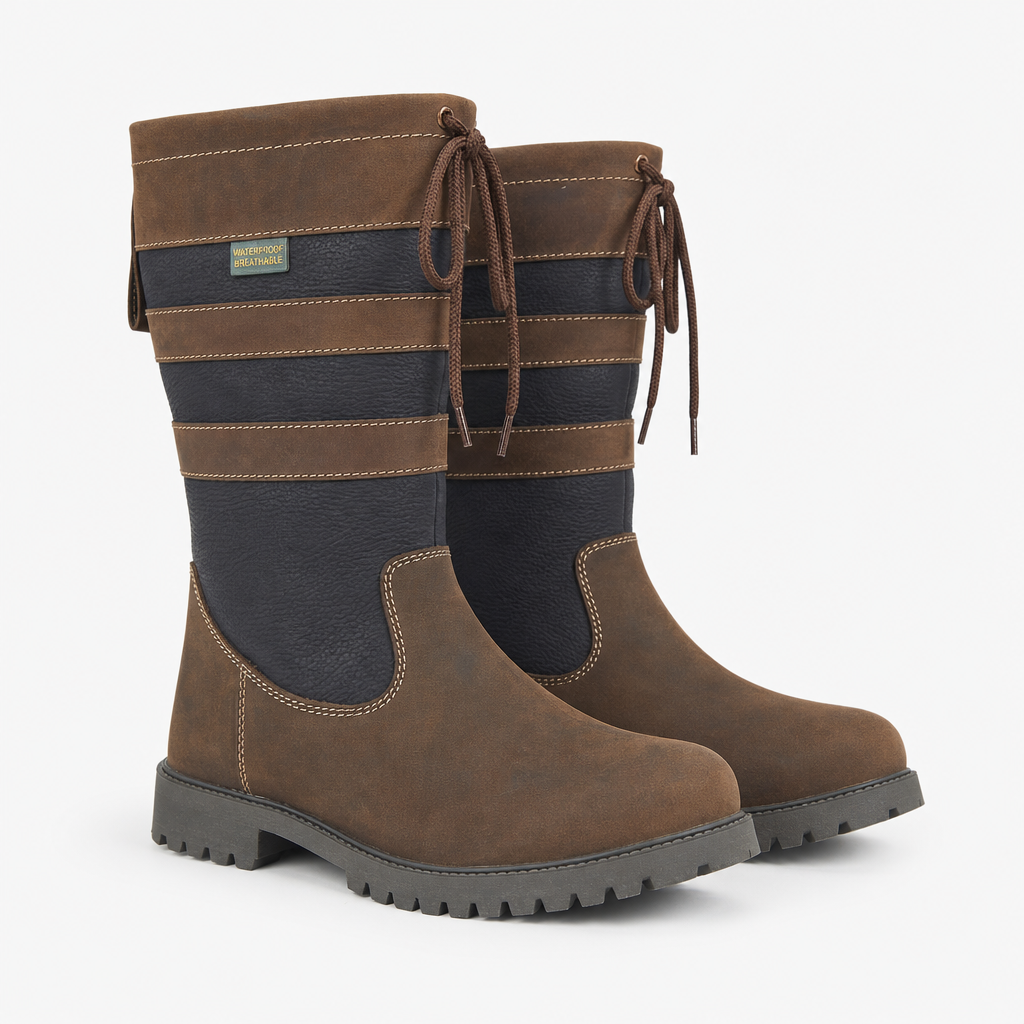 Woodland PRIMROSE Womens Tall Boots Brown/Navy