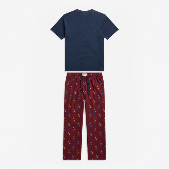 Joules G66094 DOZER LONG Mens Pyjama Set Burgundy/Navy Mens Pyjama Set Burgundy/Navy