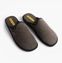 Nordikas 131 Mens Suede Mule Slippers Grey side view showcasing the comfortable suede upper and slip-on design.