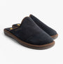 Nordikas 131 Mens Suede Mule Slippers Marine Blue side view showing soft suede upper and slip-on design.
