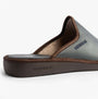 Nordikas 131 Mens Leather Mule Slippers Navy side view showcasing premium leather and slip-on design.