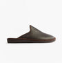 Nordikas 131 Mens Leather Mule Slippers Moka side view showcasing premium leather and slip-on design.