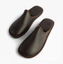 Nordikas 131 Mens Leather Mule Slippers Moka top view showcasing the premium brown leather and slip-on design.