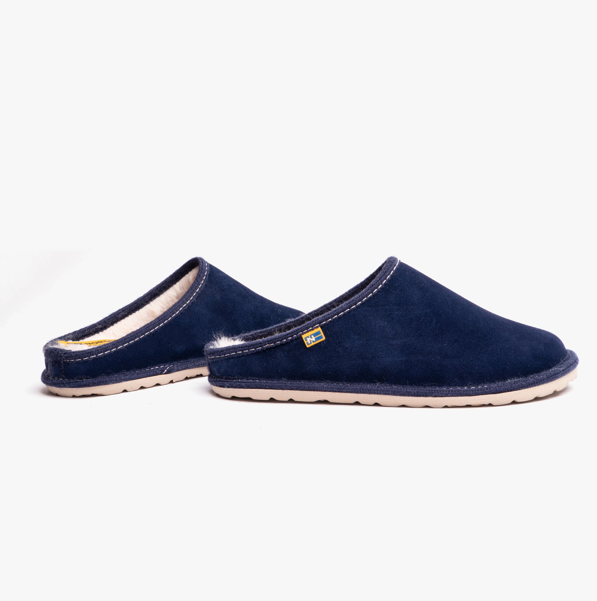 Nordikas 2083 Womens Fur Lined Mule Slippers Indigo