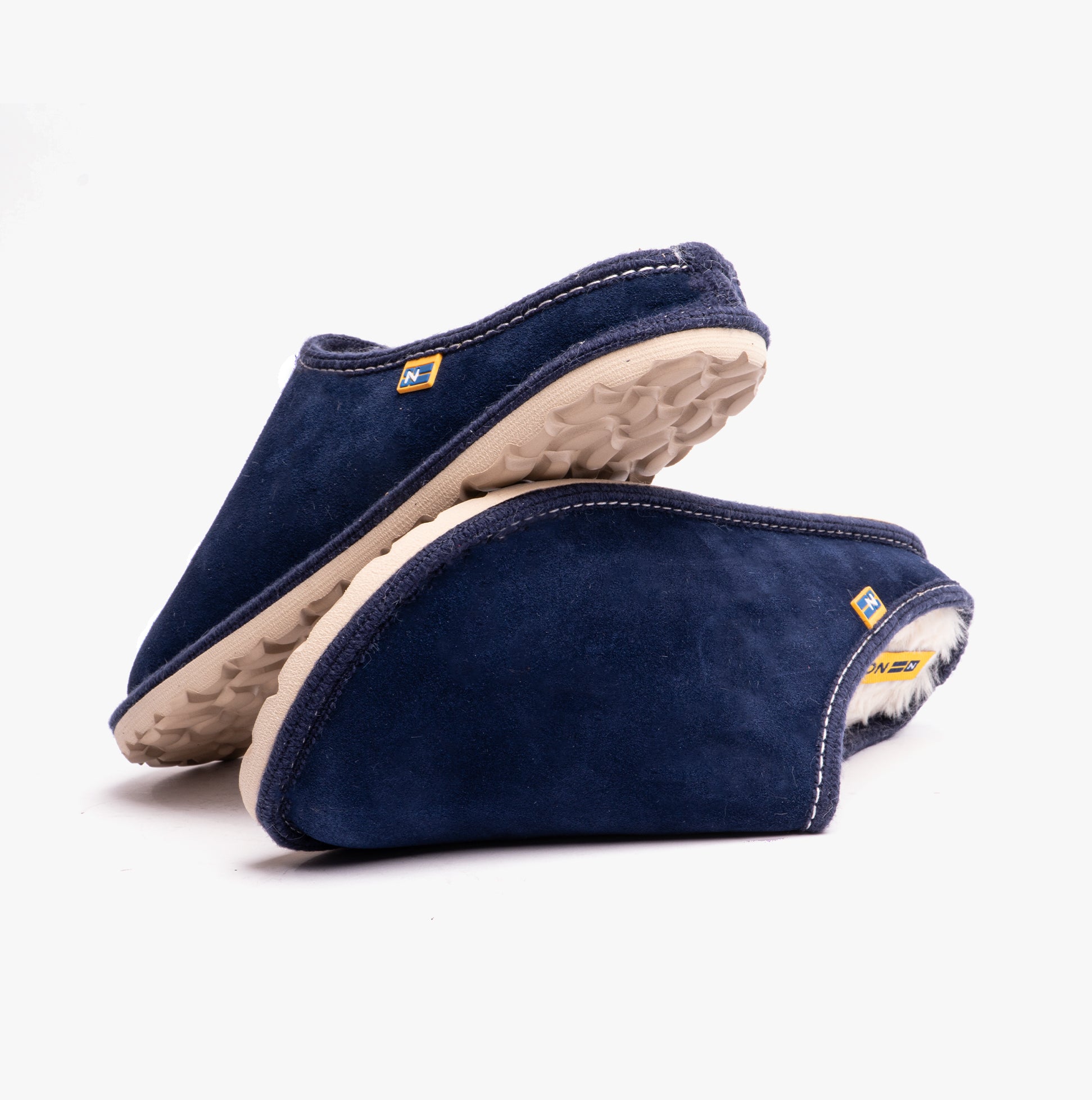 Nordikas 2083 Womens Fur Lined Mule Slippers Indigo