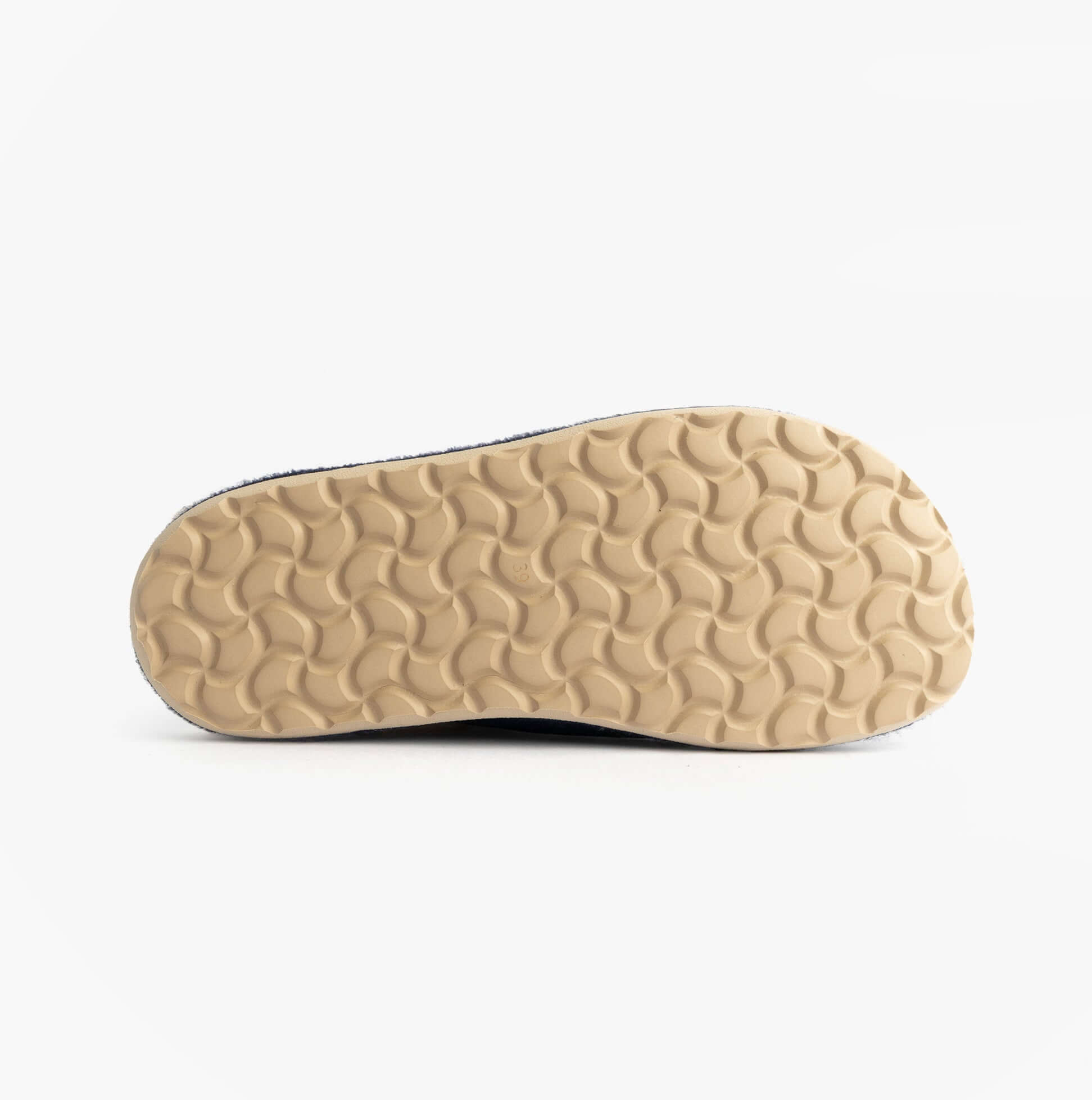 Nordikas 2087 Womens Suede Mule Slippers Indigo bottom view showing rubber sole with textured pattern.