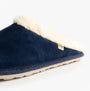 Nordikas 2087 Womens Suede Mule Slippers Indigo side view showing suede upper and plush lining.